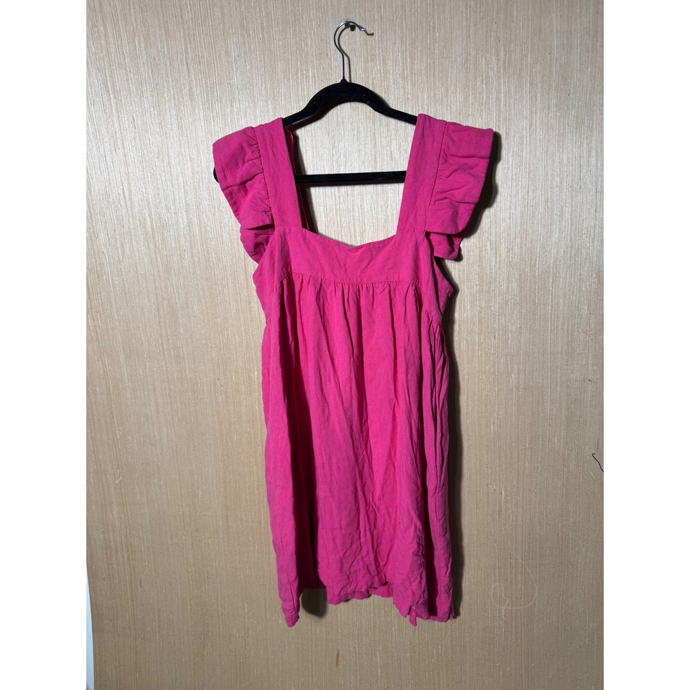 Pomander Place Hot Pink Ruffle Sleeve Square Neck Babydoll Mini Dress Womens XS